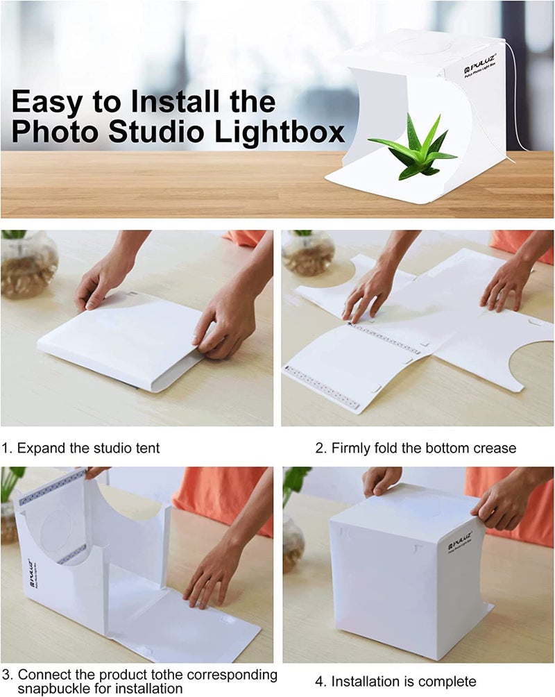Jubilant Photo Studio Box with LED Light, 20cm Mini Portable Photography Lighting Tent Kit, White Foldable Shooting Softbox with 1100LM Light+ 6 Backdrops for Product Display - Image 5