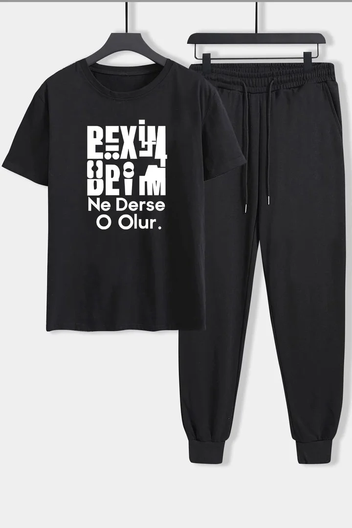 ONLYTRENDWEAR Unisex Whatever My Master Says Goes 2-Piece Tracksuit Set S.m. Black