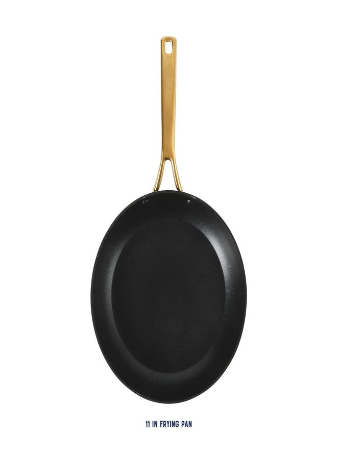 أوستر مقلاة أوستر بلاتينيوم أبوتسفورد غير لاصقة مقاس 11 بوصة - أواني طهي مخططة باللون الأسود غير اللامع مع مقبض ذهبي، آمنة للغسل في غسالة الأطباق، من أساسيات المطبخ الحديثة - Image 3