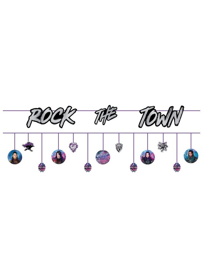 Amscan Disney Descendants 3 "Rock The Town" Double Banner (12' x 6.5" & 12' x 3.5") - Pack Of 2 - Great For Kids Themed Parties & Events
