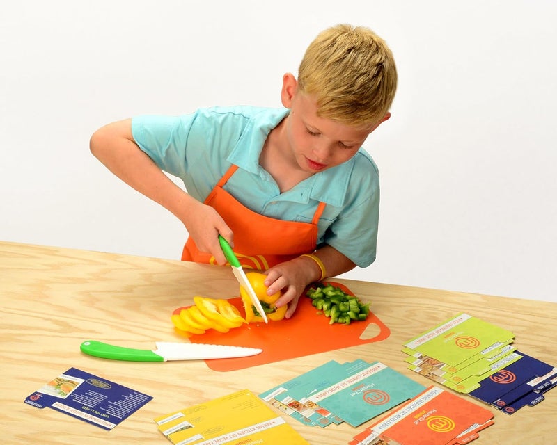 MasterChef Junior Knife & Cutting Board Set- Includes Real Cutting Tools for Kids and 15 Cooking Baking Recipes - Silicone Non Slip Grip & Food Safe for Children- Christmas Cooking Party Activity Gift - Image 5