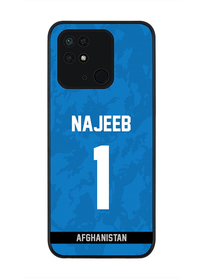Stylizedd - Rugged Black Edge Case for Redmi 10C 4G , Slim fit Soft Case Flexible Rubber Edges Thin Cover - Player Name - Najibullah Zadran, Jersey Number- 1 - Image 1