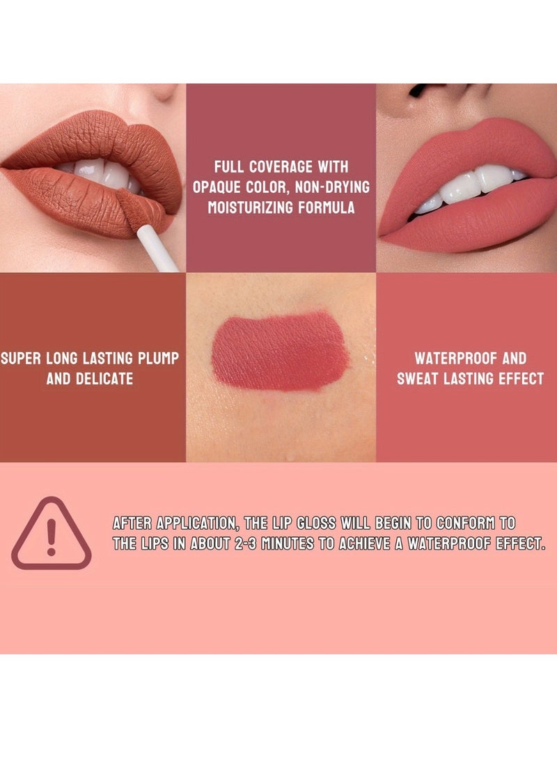 HelloKiss - 4 Colors Matte Liquid Lipstick Set Non Drying Moisturizing Formula Lip Gloss Ultra Matte Finish Waterproof Sweatproof Long Lasting Soft Smooth Matte Finish Liquid Lipstick - Image 1