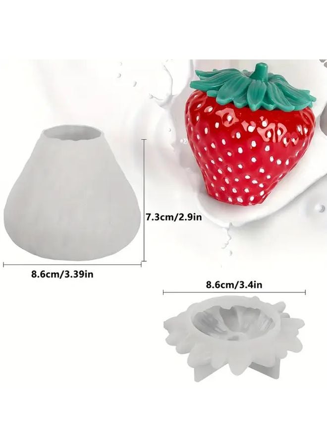 Milky Strawberry Silicone Mold With Lid Food Grade DIY Resin Mould For Jewelry Candy Box - Image 1