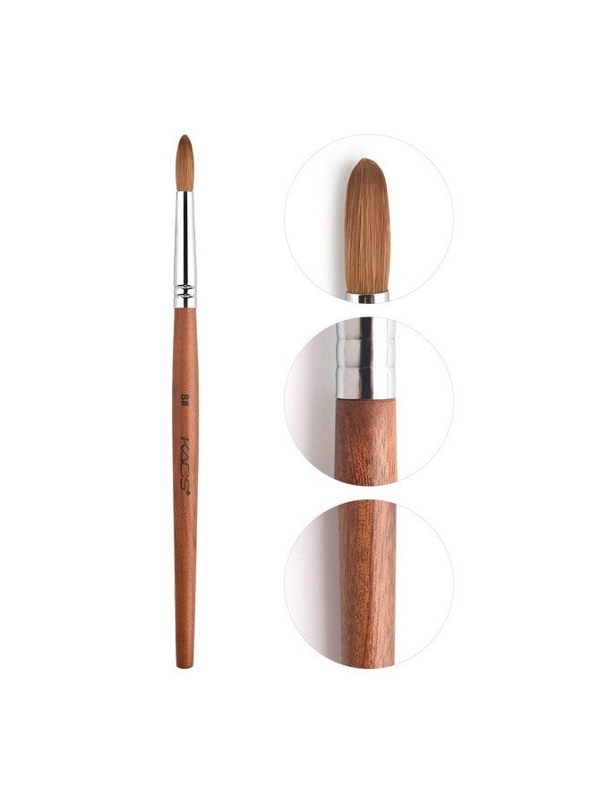 KADS 8# Pure Kolinsky Hair Bristles Acrylic Nail Brush Oval Crimped Shaped Redwood Handle Professional Salon Quality (8#) - Image 2