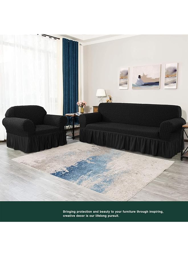 erorex Sofa Cover 1 Piece Universal Sofa Slipcover Couch Cover Chair Furniture Protector Cover Washable High Elastic Durable Seersucker Fabric With Skirt Country Style - Image 5