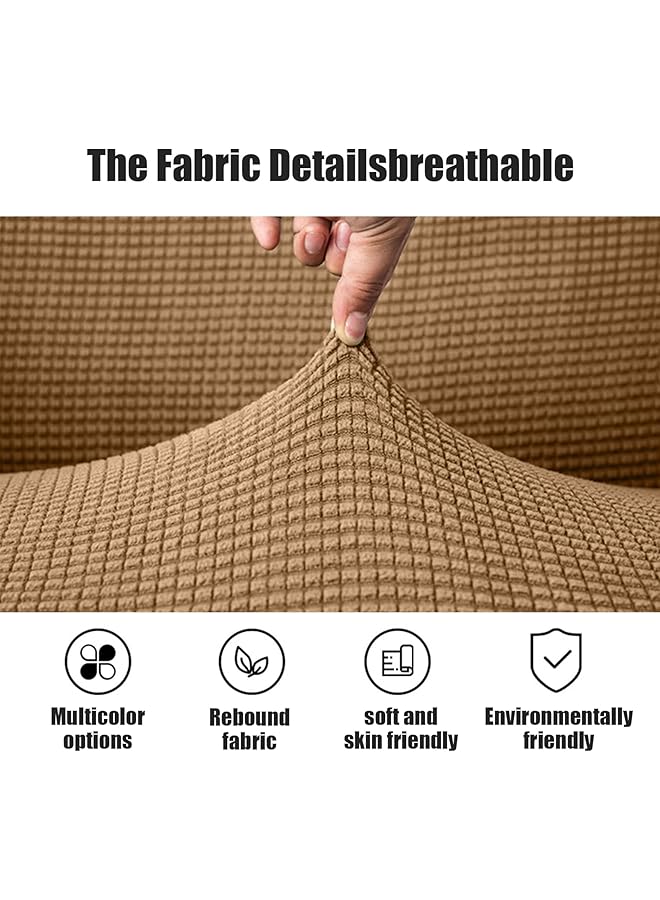 إيروريكس غطاء أريكة مرن وغطاء أريكة واقٍ للأثاث وغطاء أريكة غير قابل للانزلاق مع شريط مطاطي ورغوة غير قابلة للانزلاق بلون القهوة ومقعدين - Image 5