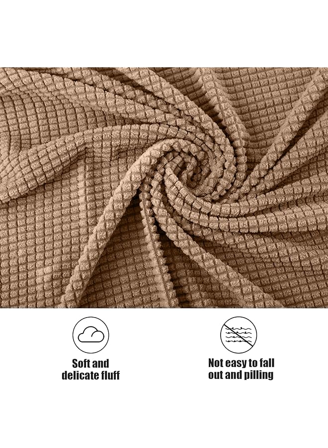 إيروريكس غطاء أريكة مرن وغطاء أريكة واقٍ للأثاث وغطاء أريكة غير قابل للانزلاق مع شريط مطاطي ورغوة غير قابلة للانزلاق بلون القهوة ومقعدين - Image 3