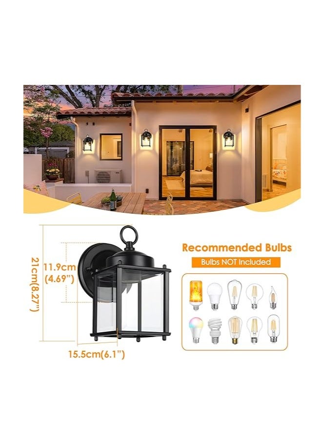 General - Outdoor Wall Lantern, Exterior Waterproof Wall Sconce Light Fixtures, Black Front Door Wall Lighting with Clear Beveled Glass Shade, 2 Pack - Image 1