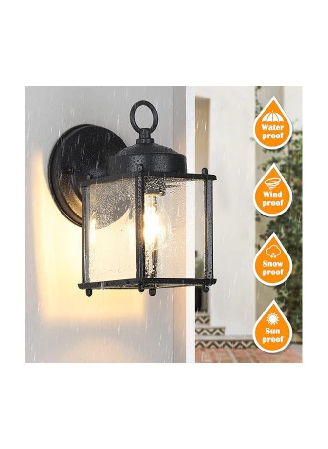 General - Outdoor Wall Lantern, Exterior Waterproof Wall Sconce Light Fixtures, Black Front Door Wall Lighting with Clear Beveled Glass Shade, 2 Pack - Image 1