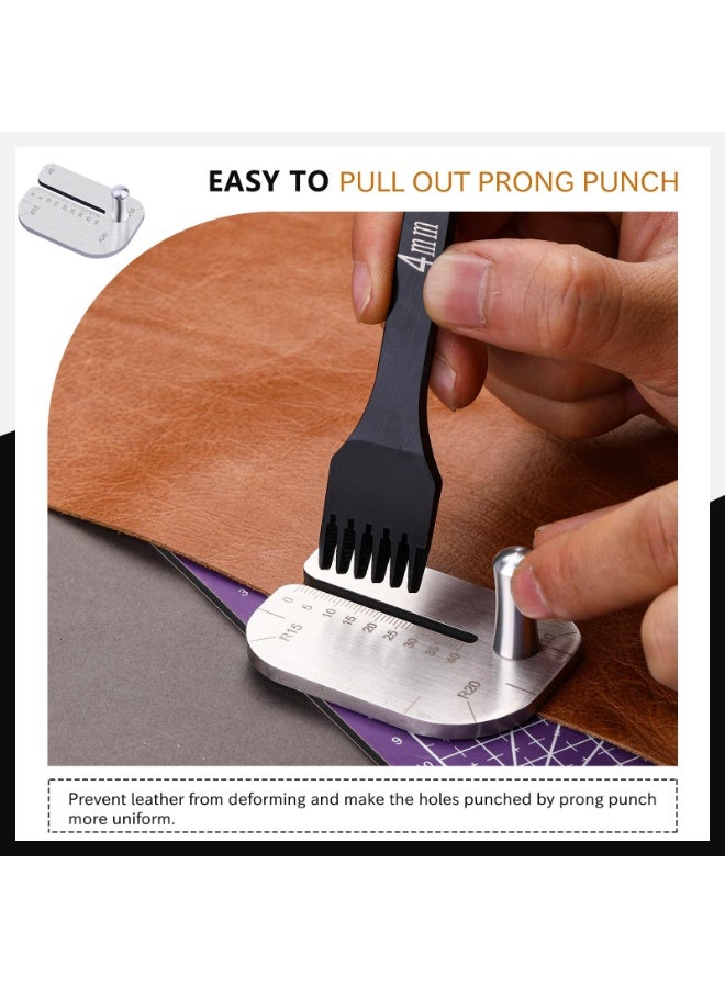 Arabest Leather Stitching Punch Aid Plate Leather Working Tools for Pull up Prong Punch Leather Crafting Tools Accessories Stainless Steel Claw Punch Partner - Image 4