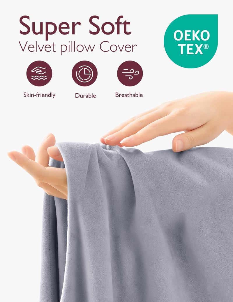 Momcozy Momcozy F Shaped Pregnancy Pillow Cover, 53-inch Large Pregnancy Body Pillowcase Removable with Adjustable Wedge Pillow, Soft & Machine Washable Replacement Cover, Velvet, Grey  - Image 3