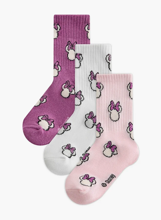 Disney 3-Piece Minnie Mouse Print Ankle Lengh Socks