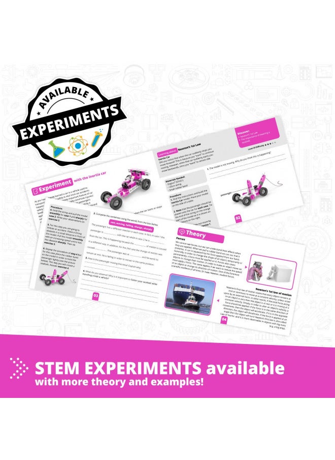 Engino Toys Creative Engineering STEM Maker Girl 20-Model Set, Think and Build in 3D Space, Activities and Experiments, Supercharged Speedsters, Helicopter, Snowmobile, Home Learning, for Ages 7+