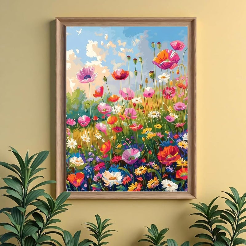 ckdiluy Flower Diamond Art Kits for Adults, 5D Colorful Wildflowers Diamond Painting Kit for Beginners, Flowers DIY Round Full Drill Painting with Gem Art Craft Kits for Home Wall Decor 12x 16 Inch - Image 3