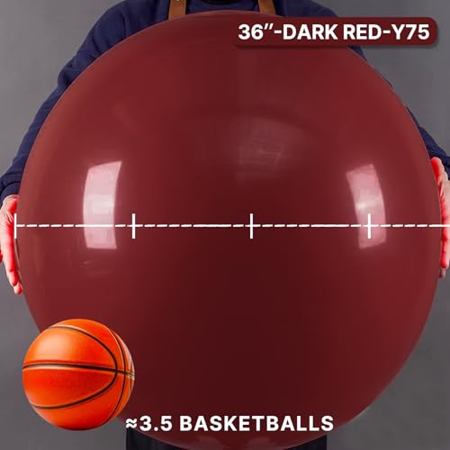 PartyWoo Burgundy Balloons 4pcs 36 Inch Dark Red Maroon Ruby Red Latex Helium Balloons for Graduation Valentines Day Wedding Anniversary Casino Citizenship Christmas Party Decorations RedY75 - Image 5