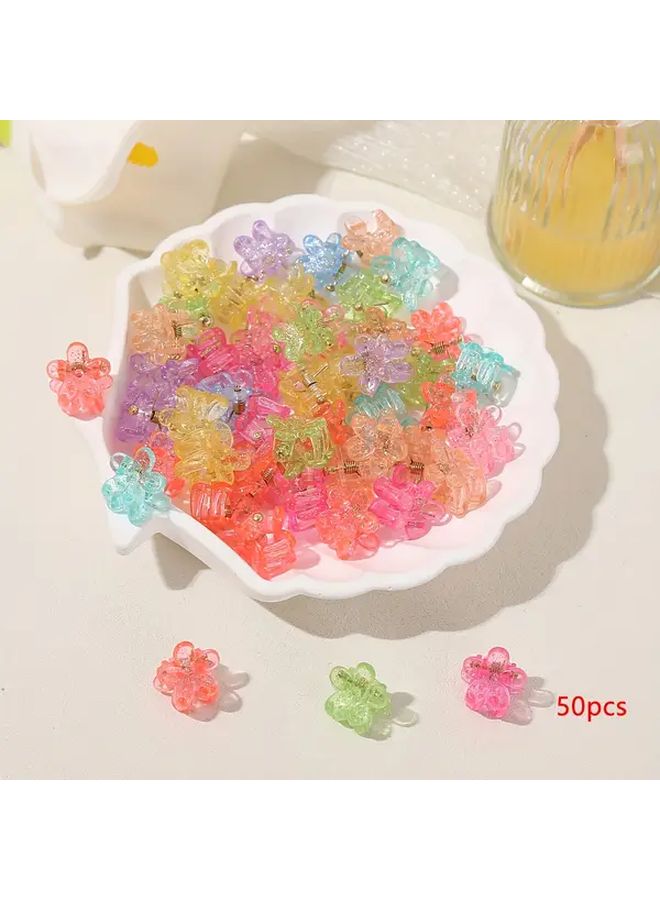 50 Pcs Mixed Color Mini Flower Claw Hair Clips For Styling Bangs And Braids Lightweight Secure Hold - Image 1