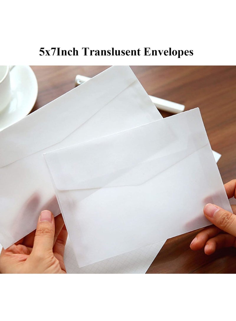 Luckam Envelopes for Invitation, Practical Translucent Paper Wedding Envelopes, Gift Card Greeting Card Envelope for Party, Birthday, Postcard, White, 125*175mm, 50 Pack - Image 4