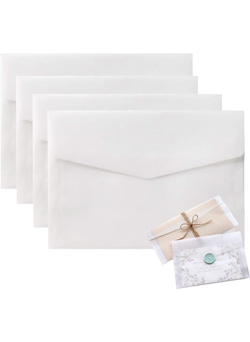 Luckam Envelopes for Invitation, Practical Translucent Paper Wedding Envelopes, Gift Card Greeting Card Envelope for Party, Birthday, Postcard, White, 125*175mm, 50 Pack - Image 1