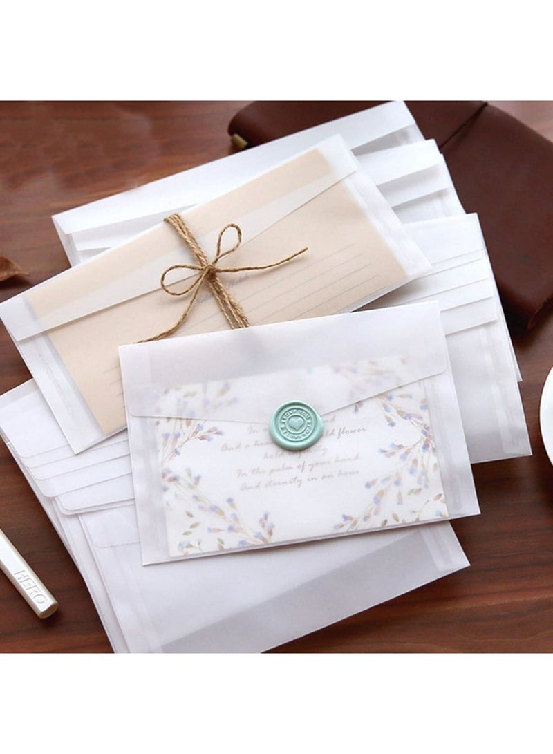 Luckam Envelopes for Invitation, Practical Translucent Paper Wedding Envelopes, Gift Card Greeting Card Envelope for Party, Birthday, Postcard, White, 125*175mm, 50 Pack - Image 2