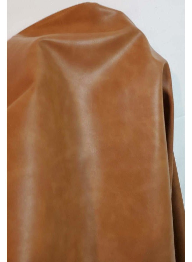 NAT Leathers Tan Cognac Soft Faux Vegan Leather (Peta Approved Vegan) 1 yard (36 x 54 inch) cut by The yard Synthetic Pleather Solid Leather Fabric Sheets Thick Nappa 0.95 mm Upholstery 36"x54" - Image 3