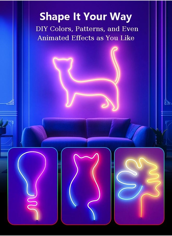 Litus - LED Light Strip Neon light with Remote Control, Plug Charge,Waterproof, Ideal for Patterns lighting, TV Backlighting, Gaming Room, Bedroom, and Indoor Decor – Available in Lengths 2m, 3m, 5m - Image 1