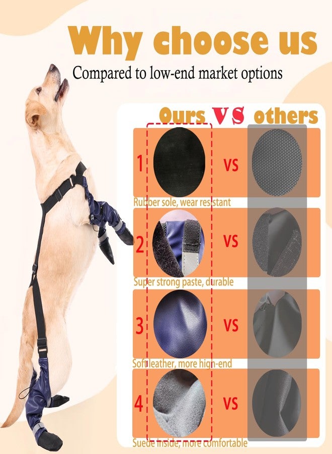 يوكا  أحذية مطاطية للكلاب من يوكا، جوارب داعمة سهلة الارتداء للحيوانات الأليفة، جوارب مانعة للانزلاق للكلاب، جوارب مقاومة للماء قابلة لإعادة الاستخدام، تحمي أقدام الكلاب من المطر والثلج والوحل وذوبان الثلج - Image 4