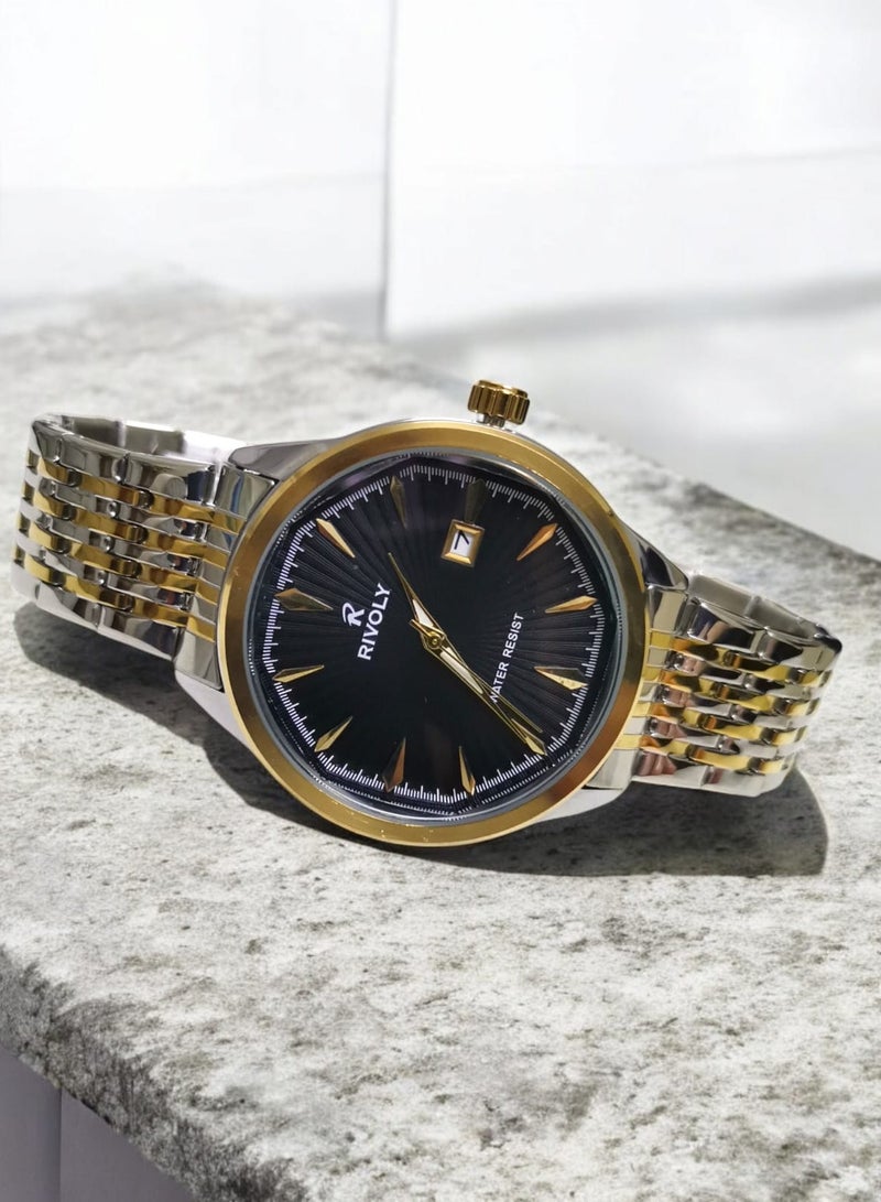 Rivoly Men's Stainless Steel Analog Quartz Date Display Watch Easy to Read Fashion Design Waterproof Luxury Classic Big Face Wrist Watch - Image 3