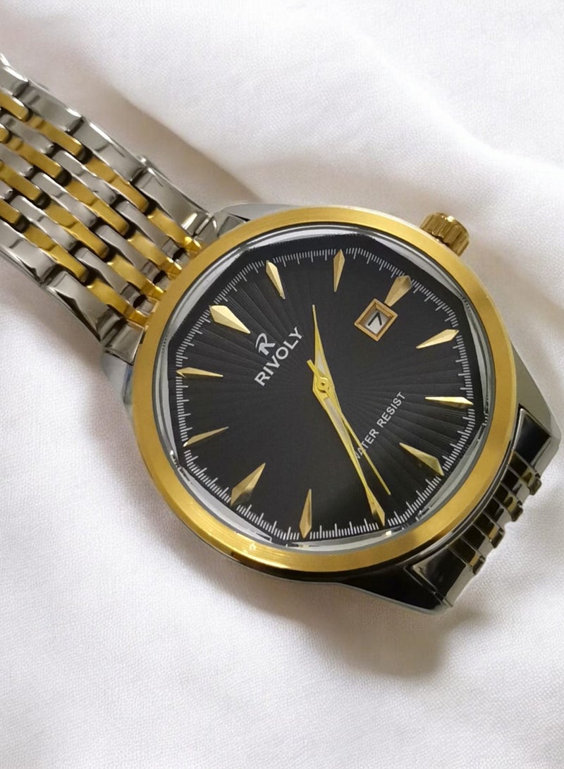 Rivoly Men's Stainless Steel Analog Quartz Date Display Watch Easy to Read Fashion Design Waterproof Luxury Classic Big Face Wrist Watch - Image 4