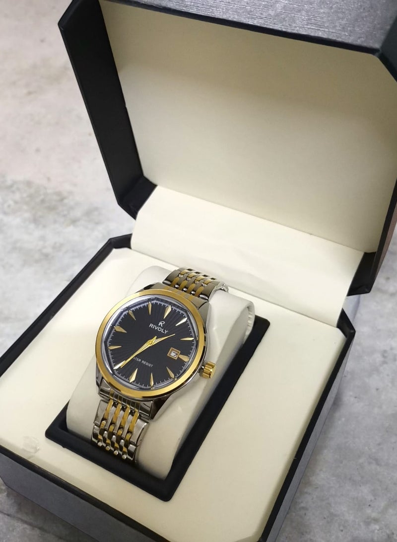 Rivoly Men's Stainless Steel Analog Quartz Date Display Watch Easy to Read Fashion Design Waterproof Luxury Classic Big Face Wrist Watch - Image 5