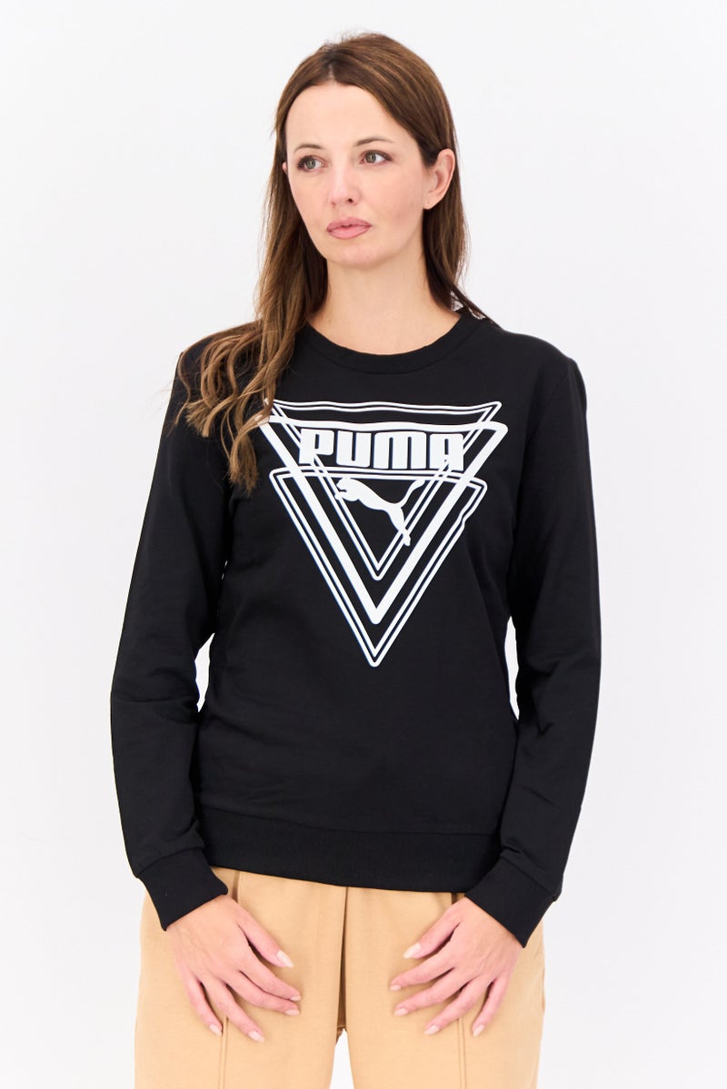 PUMA Women Sportswear Fit Long Sleeves Outdoor Sweatshirt, Black/White  - Image 1