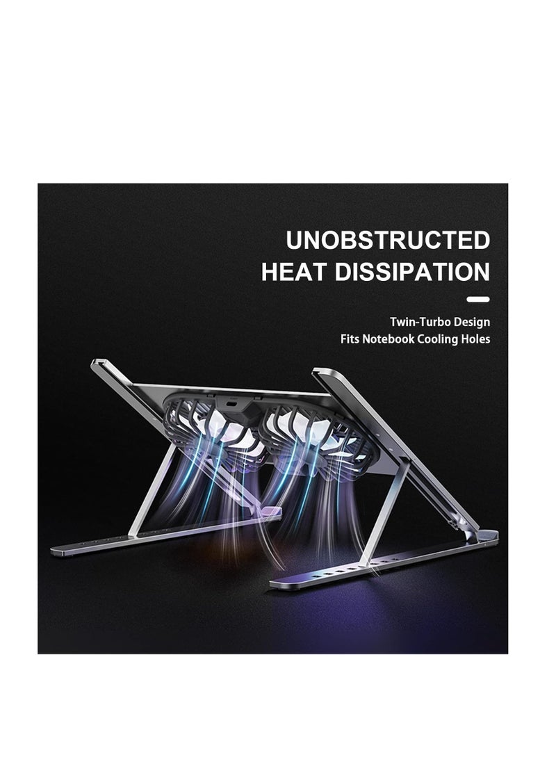 Generic External Cooling Fan Stand for Gaming Laptop Computer MacBook Air Pro 9-17 Inch Notebook Aluminum  - Image 4