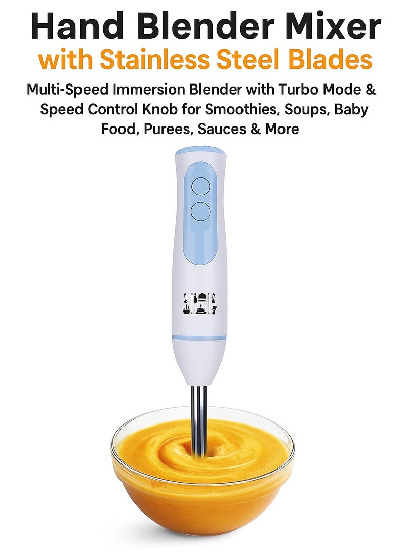 Hand Blender Mixer with Stainless Steel Blades – Multi-Speed Immersion Blender with Turbo Mode & Speed Control Knob for Smoothies, Soups, Baby Food, Purees, Sauces & More  - Image 3