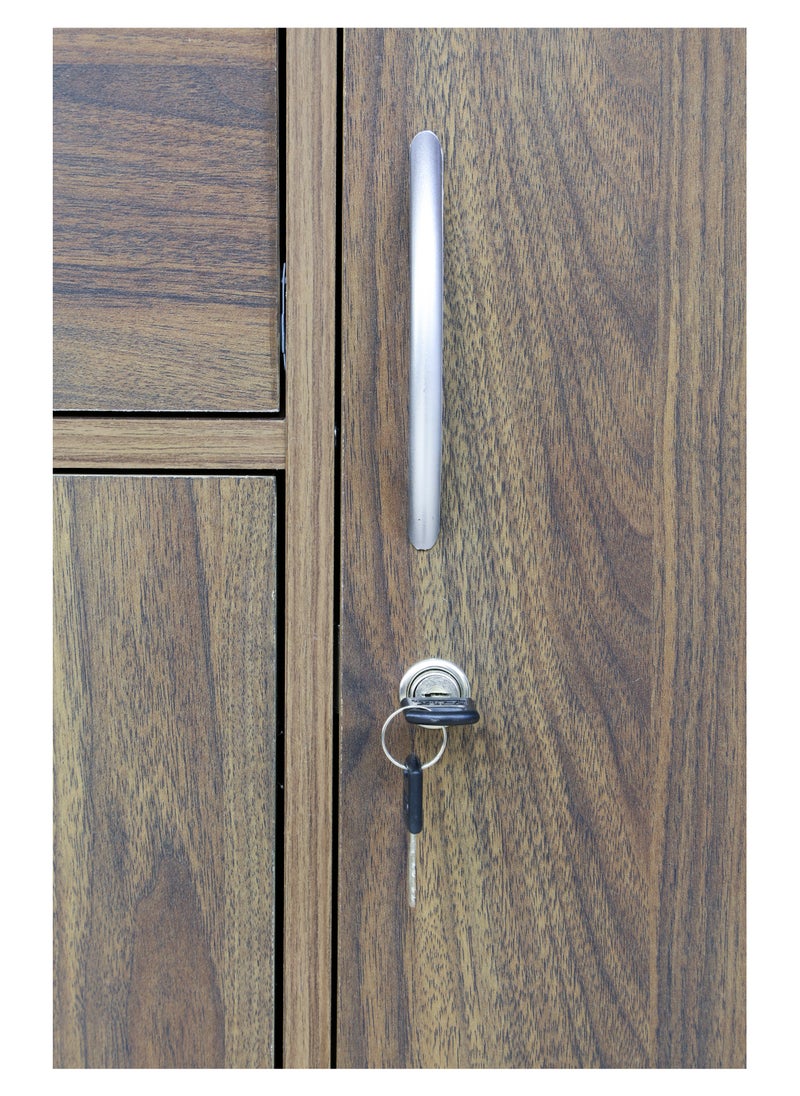 AFT - Arfan Stylish 3-Door Kitchen Cabinet With Elegant Ceramic top Tile Top And Drawer With Locks – Perfect For Storage And Display, Durable Ceramic Top Tile Top – Ideal For Home Organization, Space-Saving Design, Enhance Your Kitchen Décor Versatile 3-Door Kitchen, Drawer Cabinet With Sturdy Tile Top – Stylish Storage Solution Columbia Walnut Brown - Image 1