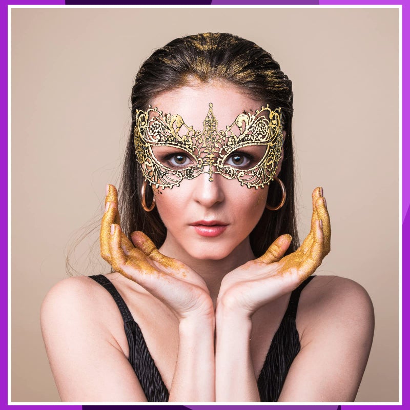Cindeer 6 Pcs Masquerade Mask for Couples Women and Men Venetian Lace Mask for Prom Ball Masquerade Party(Classic Style) - Image 3