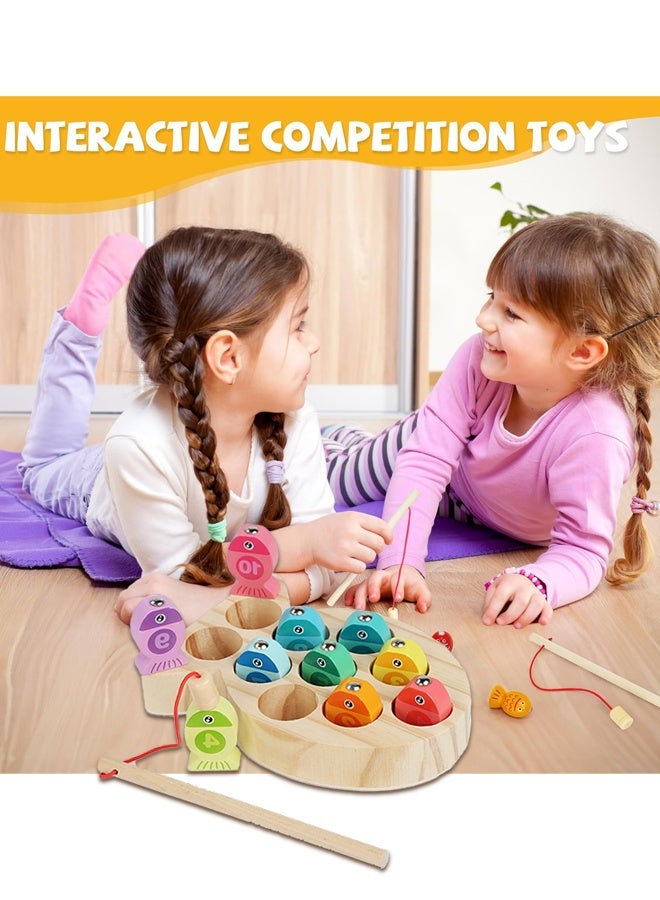 لعبة صيد السمك، لعبة صيد خشبية مغناطيسية، لعبة صيد سمك تعليمية ممتعة، لعبة صيد خشبية مغناطيسية من مونتيسوري للأطفال الصغار، لعبة صيد أسماك بحرية للأطفال، تعلم الصيد، فرز الألوان، ألغاز مونتيسوري التعليمية لمرحلة ما قبل المدرسة، مهارات حركية دقيقة للأولاد والبنات من سن 3 إلى 5 سنوات - Image 3