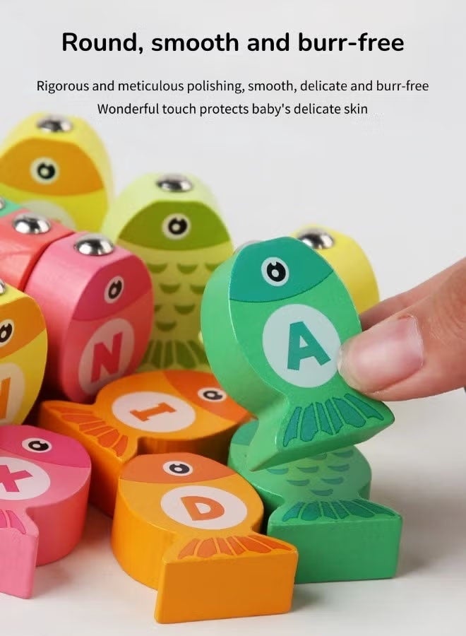 لعبة صيد السمك، لعبة صيد خشبية مغناطيسية، لعبة صيد سمك تعليمية ممتعة، لعبة صيد خشبية مغناطيسية من مونتيسوري للأطفال الصغار، لعبة صيد أسماك بحرية للأطفال، تعلم الصيد، فرز الألوان، ألغاز مونتيسوري التعليمية لمرحلة ما قبل المدرسة، مهارات حركية دقيقة للأولاد والبنات من سن 3 إلى 5 سنوات - Image 5