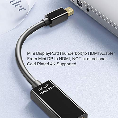 QCEs Mini DisplayPort to HDMI Adapter 4K, Thunderblot to HDMI Cable Adapter Compatible with Apple MacBook Air Pro, iMac, Microsoft Surface Pro Dock to TV/Monitor/Projector Black - Image 2