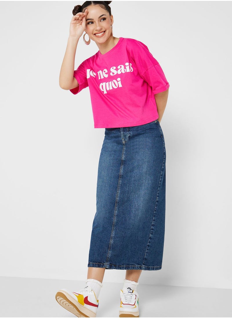 Ginger - Crew Neck Boxy Slogan T-shirt - Image 1