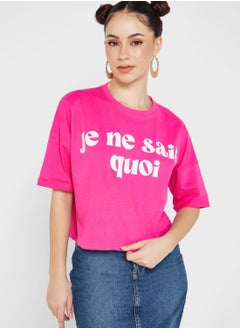 Crew Neck Boxy Slogan T-shirt