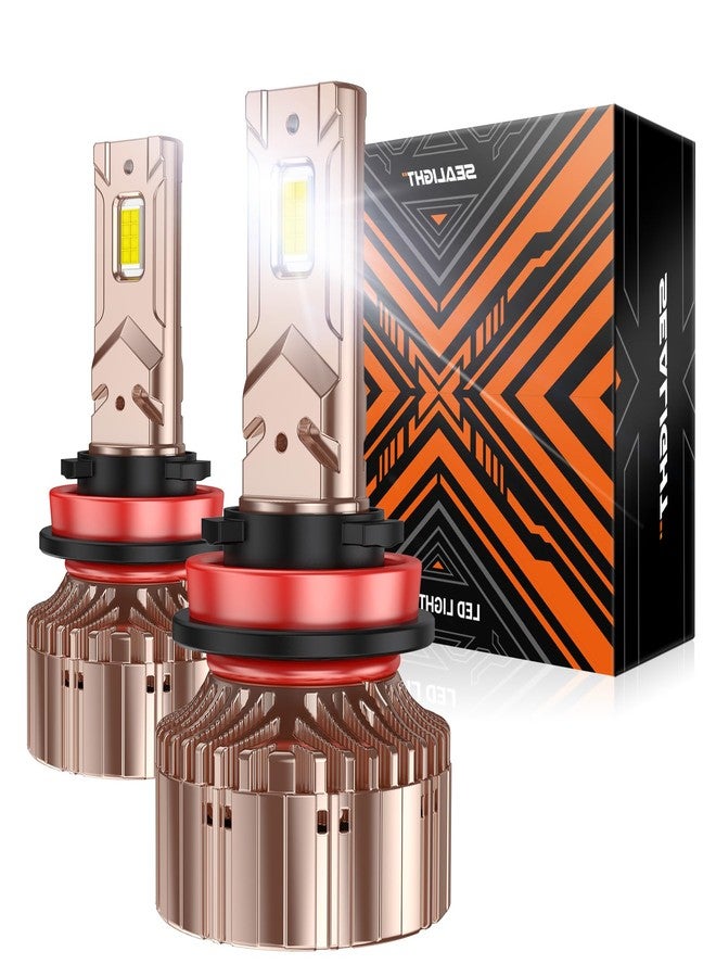 الختم مصابيح SEALIGHT H11/H8، سطوع 900%، إضاءة بيضاء باردة 6000 كلفن مع مروحة تبريد، جاهزة للتركيب في 5 دقائق، عمر افتراضي ممتد 10 سنوات، مقاومة للماء بمعيار IP68، عبوة من قطعتين - Image 1
