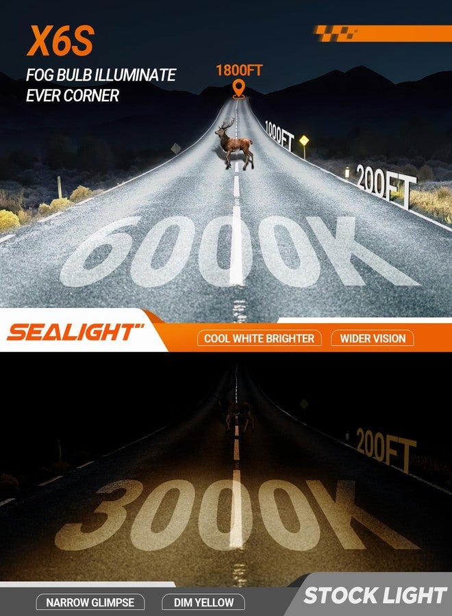 الختم مصابيح SEALIGHT H11/H8، سطوع 900%، إضاءة بيضاء باردة 6000 كلفن مع مروحة تبريد، جاهزة للتركيب في 5 دقائق، عمر افتراضي ممتد 10 سنوات، مقاومة للماء بمعيار IP68، عبوة من قطعتين - Image 3