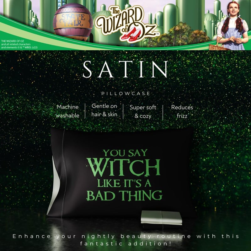 Franco Collectibles Wizard of Oz Wicked Witch Beauty Silky Satin Standard Pillowcase Cover 20x30 for Hair and Skin  (Officially Licensed Product) - Image 2