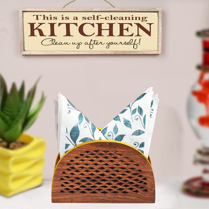 CRAFTCASTLE Wood & Brass Tissue Paper Napkin Holder Stand for Dining Table Tissue Paper Holder for Table(15 X 10X 5) cm. - Image 4
