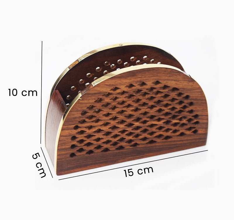 CRAFTCASTLE Wood & Brass Tissue Paper Napkin Holder Stand for Dining Table Tissue Paper Holder for Table(15 X 10X 5) cm. - Image 3