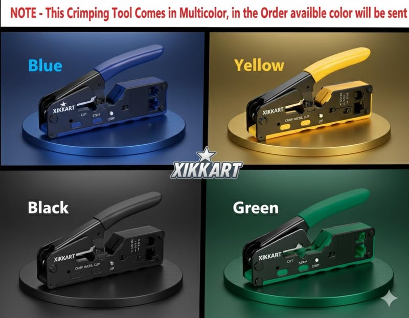 XIKKART® Cat7 RJ45 Pass-Through Crimping Tool | All-in-One Ethernet Crimper with Wire Stripper & Cutter | Professional Network LAN Cable Crimping Plier for Cat7, Cat6A, Cat6, Cat5e, UTP/STP Connectors - Image 4