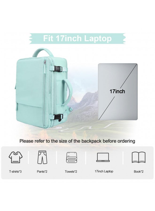 Hanples Travel Backpack for Women as Person Item Flight Approved, Large Carry On Backpack, 17.3 Inch Laptop Backpack, Waterproof Backpack, Hiking Backpack, Casual Bag (Mint Green) - Image 2