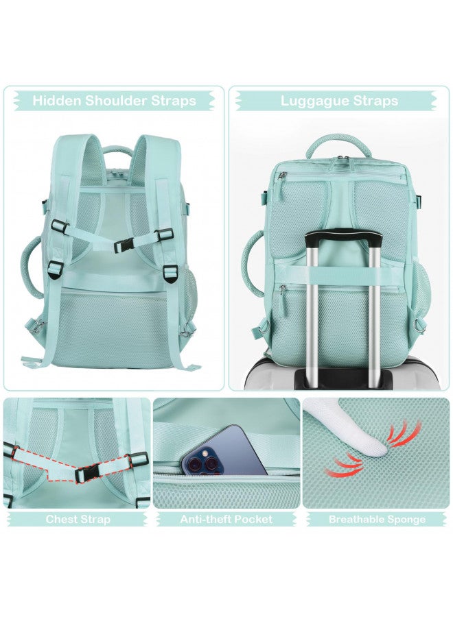 Hanples Travel Backpack for Women as Person Item Flight Approved, Large Carry On Backpack, 17.3 Inch Laptop Backpack, Waterproof Backpack, Hiking Backpack, Casual Bag (Mint Green) - Image 4