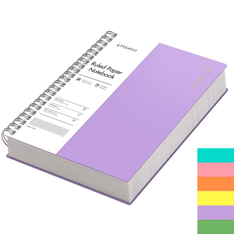 EMSHOI A4 Spiral Notebook College Ruled Lined Journal 112 x 827 300 Pages 100gsm Thick Paper Waterproof Softcover TwinWire Binding Sticky Notes Purple