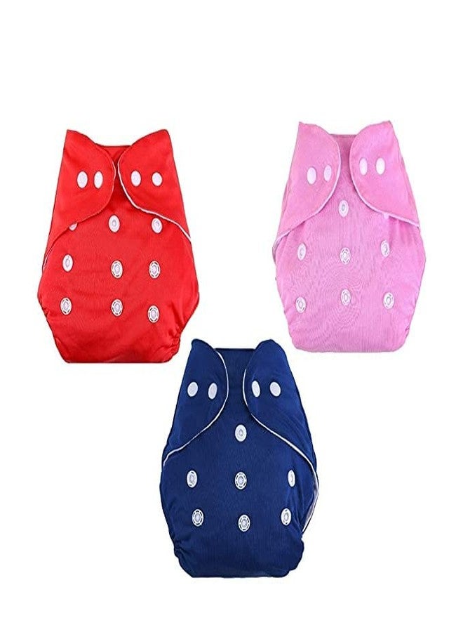 Miracle Moms Baby Washable and Reusable Cloth Diapers with 100% Absorption, (Pack of 3) Multicolor/For 0-3 yrs WITHOUT INSERT - Image 1